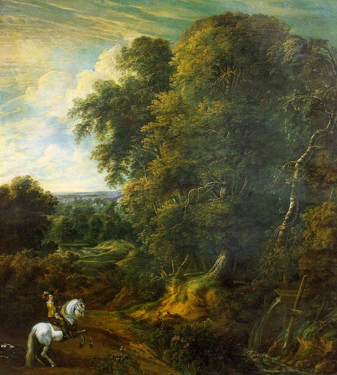 Corneille Huysmans Landscape with a Horseman in a Clearing Spain oil painting art
